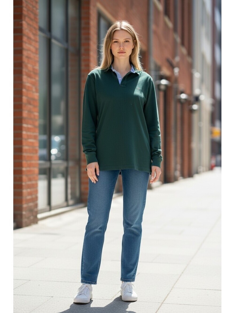 Tommy Hilfiger 1985 Men's Green Long Sleeve Polo Shirt Size Large